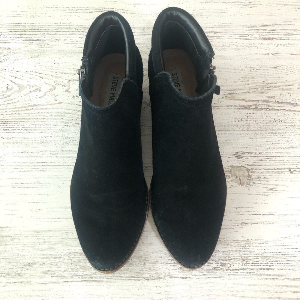 STEVE MADDEN Tobii Black Suede Zippered Ankle Boots 6 - Picture 7 of 12